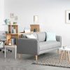 Canap & Fauteuil Miliboo Canap Design | Canap Scandinave 3 Places En Tissu Gris Clair Et Bois Clair Kurt