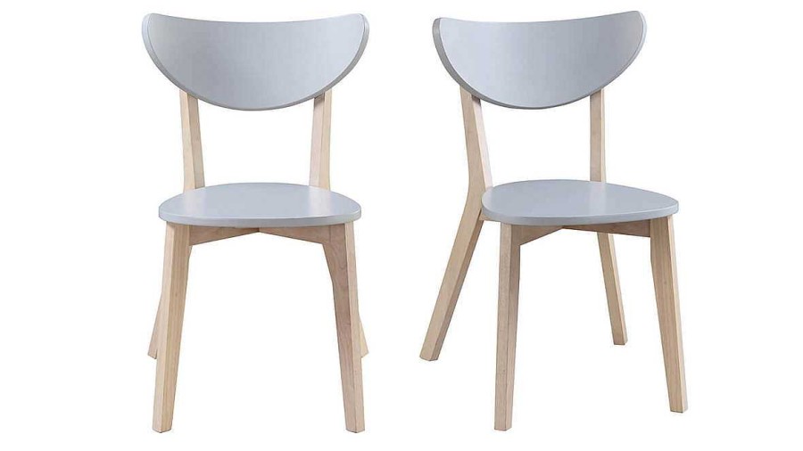 Chaise & Tabouret Miliboo Chaise Design | Chaises Scandinaves Gris Et Bois Clair (Lot De 2) Leena