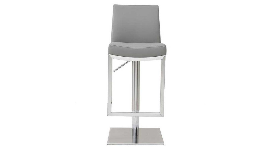 Chaise & Tabouret Miliboo Tabouret De Bar | Tabouret De Bar Relevable Gris Et Acier Chrom Kyle