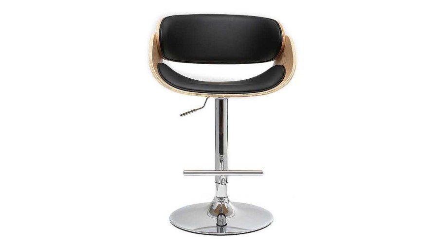 Chaise & Tabouret Miliboo Tabouret De Bar | Tabouret De Bar Design R Glable Noir Et Bois Clair Bent