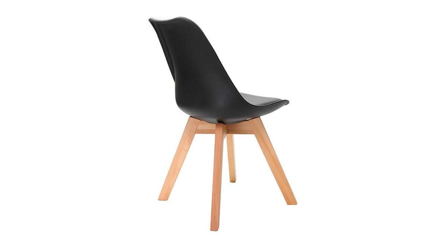 Chaise & Tabouret Miliboo Chaise Design | Chaises Scandinaves Noir Et Bois Clair (Lot De 4) Pauline