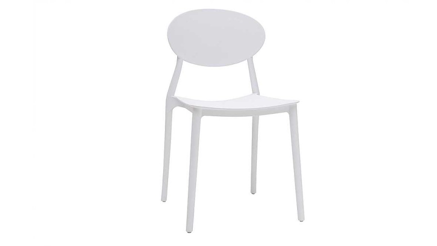 Chaise & Tabouret Miliboo Chaise Design | Chaises Design Empilables Blanches Int Rieur - Ext Rieur (Lot De 2) Anna