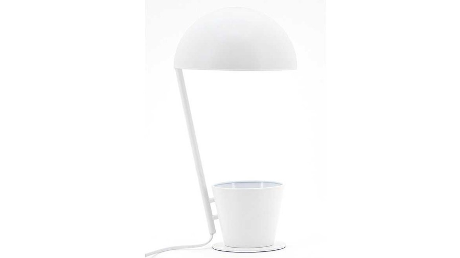 Luminaire Miliboo | Lampe Poser Pot Crayons En M Tal Blanc H40 Cm Penny