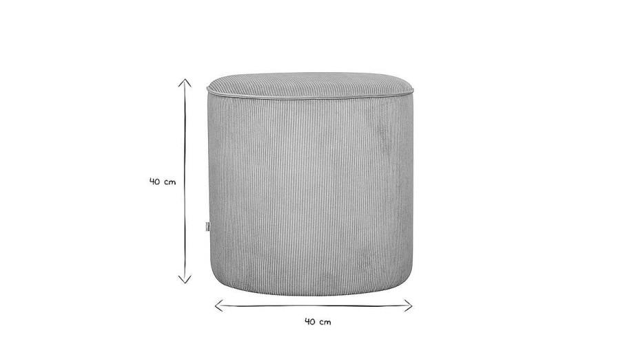 Canap & Fauteuil Miliboo | Pouf Rond En Tissu Velours C Tel Bleu Gris D40 Cm Louis