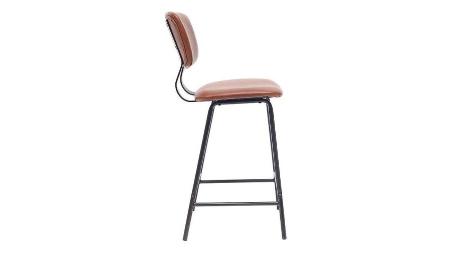 Chaise & Tabouret Miliboo Tabouret De Bar | Tabourets De Bar Vintage Marron Clair Avec Pieds M Tal 65 Cm (Lot De 2) Lab