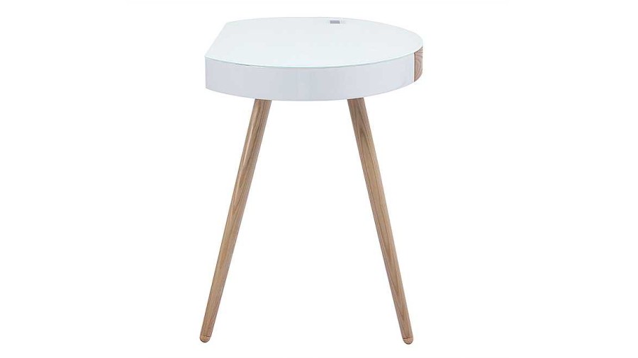 Bureau Miliboo Bureau Design | Bureau Connect Multim Dia Verre Blanc Et Bois Clair L120 Cm Handy