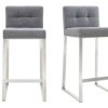 Chaise & Tabouret Miliboo Tabouret De Bar | Tabouret De Bar Design M Tal Et Tissu Gris Fonc 66 Cm (Lot De 2) Haley