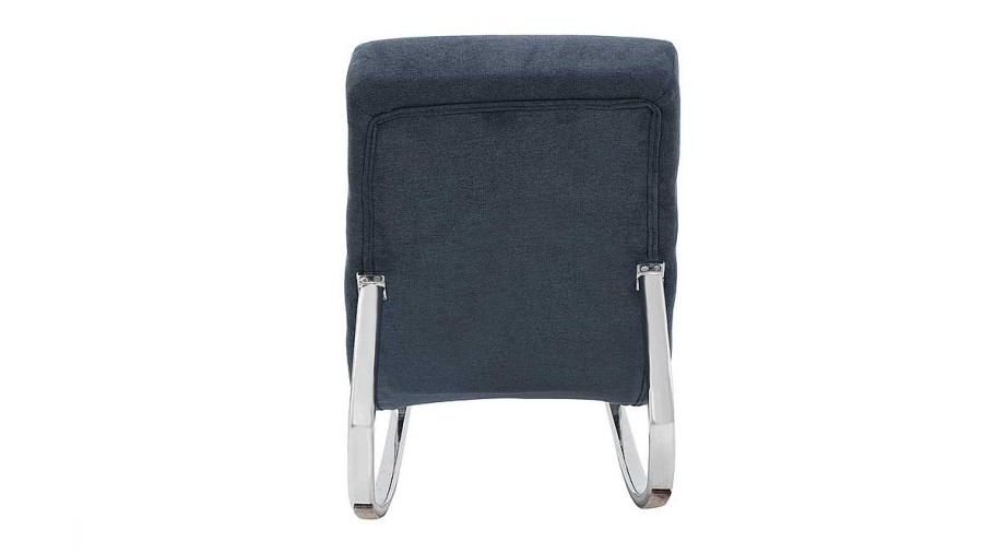 Canap & Fauteuil Miliboo Rocking Chair | Rocking Chair Design En Tissu Effet Velours Bleu Et Acier Chrom Taylor