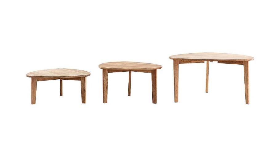 Table Miliboo | Tables Basses Gigognes Scandinaves Bois Clair Ch Ne Massif (Lot De 3) Triple