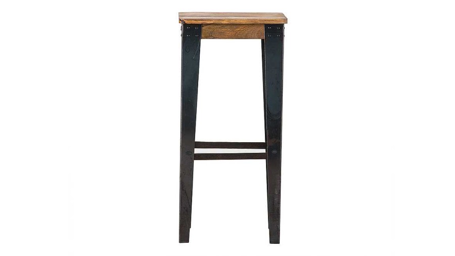 Chaise & Tabouret Miliboo Tabouret De Bar | Tabouret De Bar Industriel Acier Et Bois Manguier Massif H75 Cm Madison