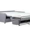 Canap & Fauteuil Miliboo Canap Convertible | Canap Convertible En Tissu Gris Clair Et Bois Clair Avec Matelas 18 Cm Graham