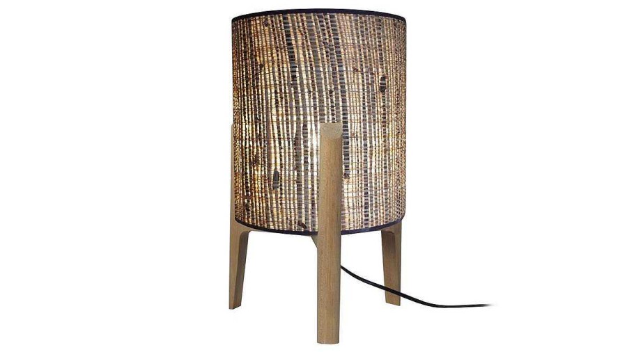 Luminaire Miliboo | Lampe Poser Avec Abat-Jour En Jute Et Pied En Bois H45 Cm Alpha