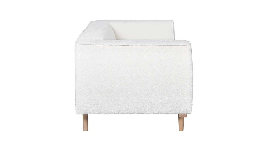 Canap & Fauteuil Miliboo Canap Design | Canap Scandinave 2-3 Places En Tissu Effet Laine Boucl E Cru Et Bois Clair Morris