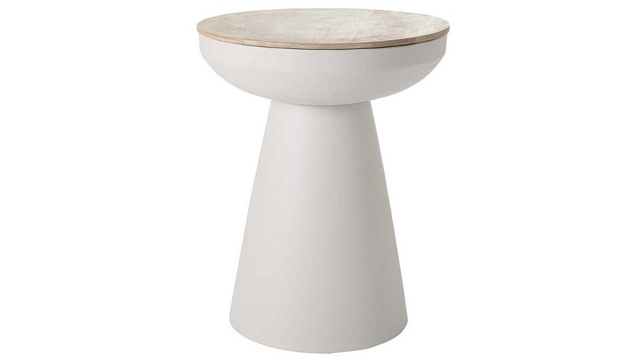 Table Miliboo | Table D'Appoint Ronde Design Avec Rangement En M Tal Gr Ge Et Bois Manguier Massif H52 Cm Tam