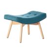 Canap & Fauteuil Miliboo Fauteuil Design | Fauteuil Avec Repose-Pieds Scandinave En Tissu Bleu Canard Et Bois Clair Bristol