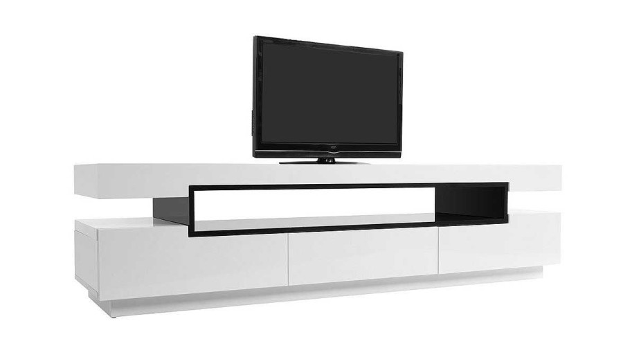 Rangement Miliboo Meuble Tv Design | Meuble Tv Design Blanc Laqu Brillant L200 Cm Livo