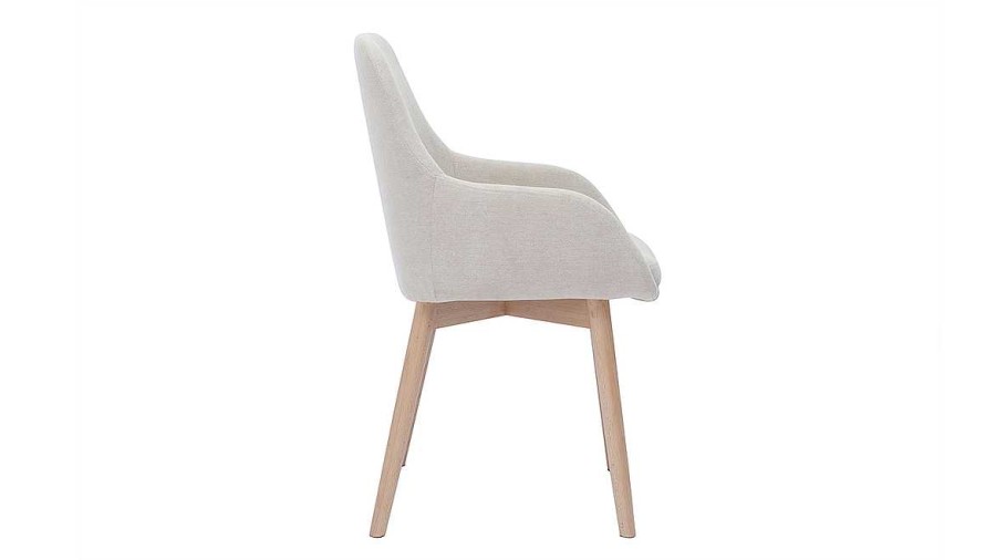 Chaise & Tabouret Miliboo Chaise Design | Fauteuils Scandinaves En Tissu Effet Velours Beige Et Bois Clair Massif (Lot De 2) Holo