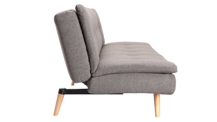 Canap & Fauteuil Miliboo Canap Convertible | Canap Convertible Scandinave 3 Places En Tissu Gris Fonc Et Bois Clair Senso