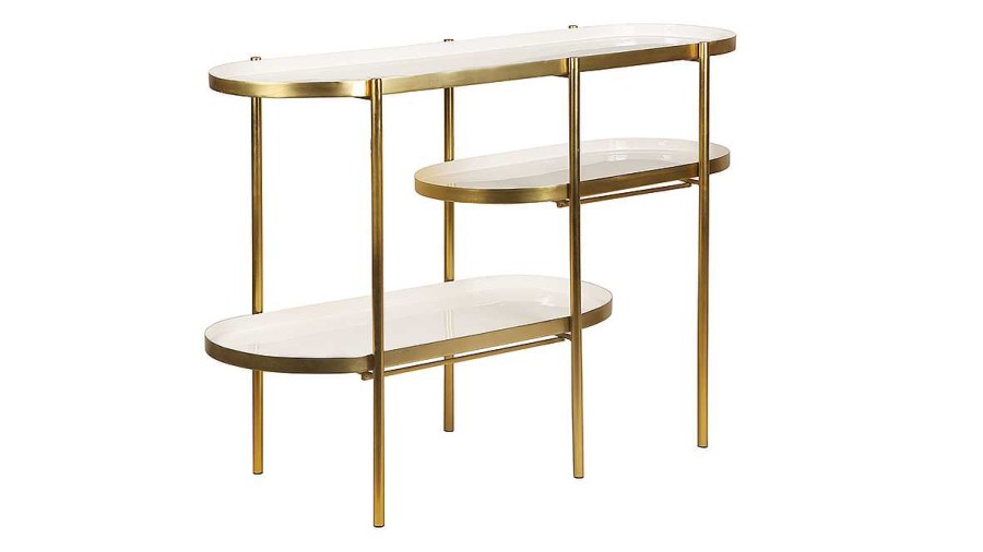 Table Miliboo | Console Design Finition Blanc Laqu Et M Tal Bross Dor L110 Cm Zuria