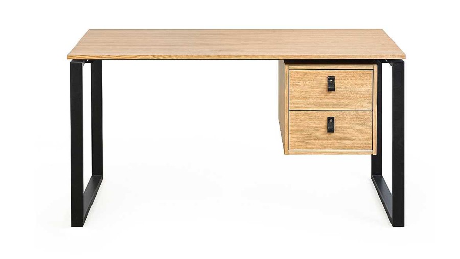 Bureau Miliboo Bureau Design | Bureau Avec Rangements 2 Tiroirs Bois Clair Ch Ne Et M Tal Noir L138 Cm Opal