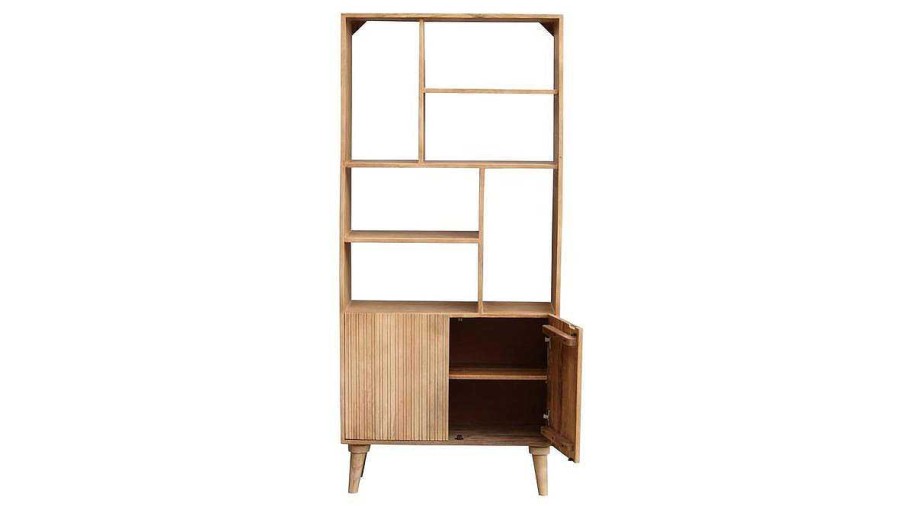 Bureau Miliboo | Biblioth Que En Bois Manguier Massif 2 Portes Grav Es L80 Cm Rubia