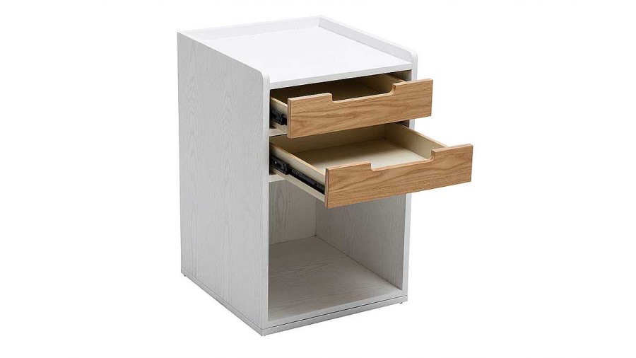 Bureau Miliboo Rangement Bureau | Caisson De Bureau 2 Tiroirs Scandinave Blanc Et Bois Clair Opus