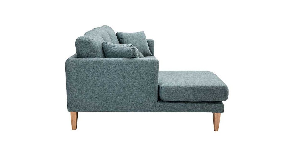 Canap & Fauteuil Miliboo Canap D'Angle | Canap D'Angle Gauche D Houssable Scandinave En Tissu Vert De Gris Et Bois Clair 3-4 Places Oslo