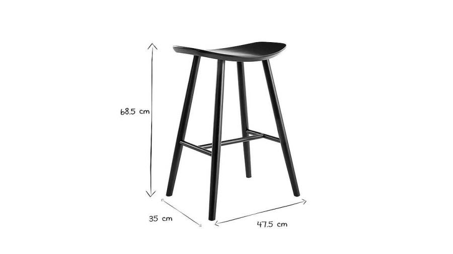 Chaise & Tabouret Miliboo Tabouret De Bar | Tabourets De Bar Noirs H65 Cm (Lot De 2) Demory