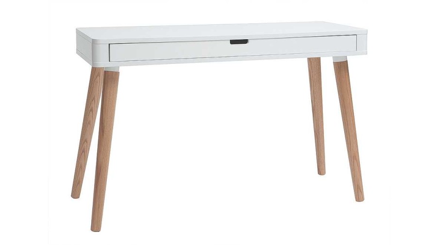 Bureau Miliboo Bureau Design | Bureau Avec Tiroir Scandinave Blanc Et Bois Clair Ch Ne L115 Cm Totem