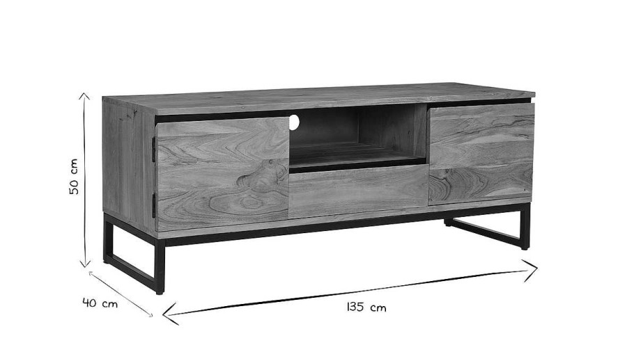 Rangement Miliboo Meuble Tv Design | Meuble Tv En Bois Massif L135 Cm Hoorn