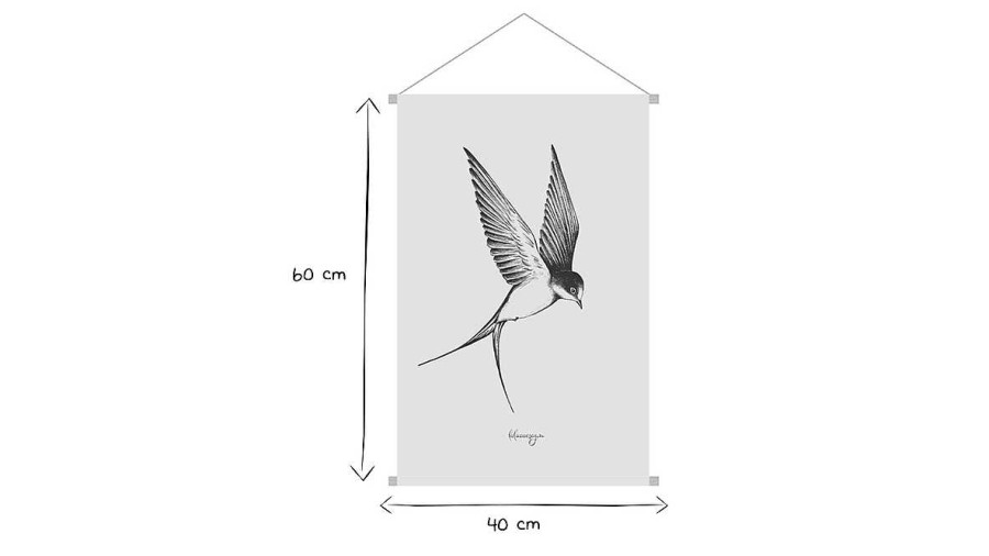 Enfant Miliboo | Kakemono Tableau En Toile Suspendue Illustration Hirondelle L40 X H60 Cm Liberty