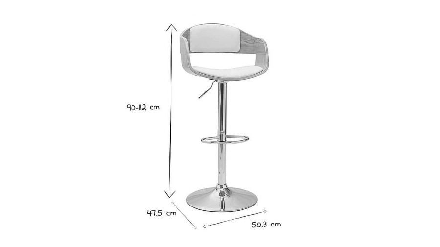 Chaise & Tabouret Miliboo Tabouret De Bar | Tabouret De Bar Design R Glable Blanc Et Bois Clair Eustache