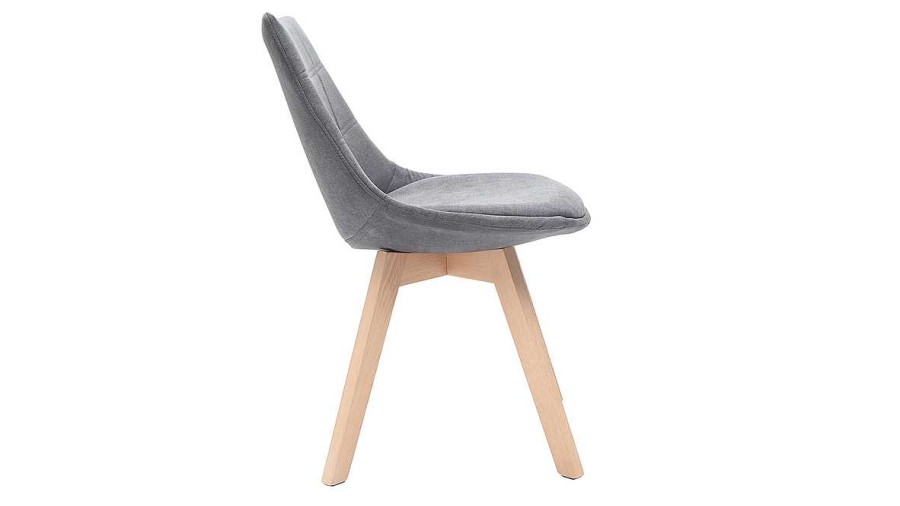 Chaise & Tabouret Miliboo Chaise Design | Chaises Scandinaves En Tissu Gris Fonc Et Bois Clair (Lot De 2) Matilde