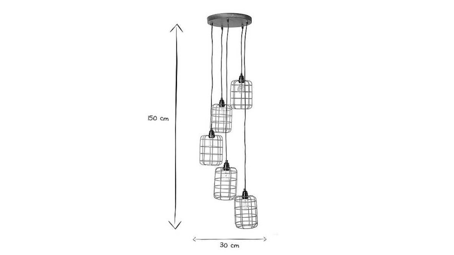 Luminaire Miliboo | Suspension Industrielle 5 Lampes Tag Es En M Tal Patin Effet Vieilli L30 Cm Loft