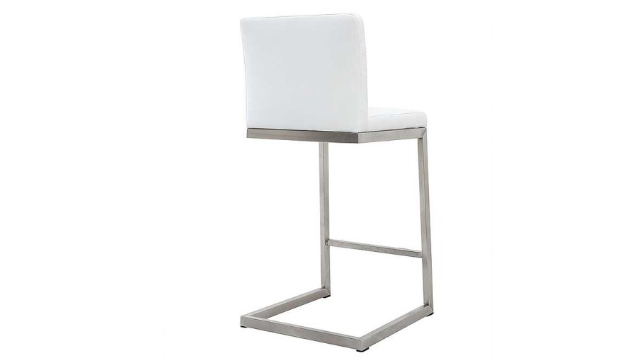 Chaise & Tabouret Miliboo Tabouret De Bar | Tabourets De Bar Design Blancs Avec Pieds M Tal (Lot De 2) Stellar