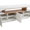 Rangement Miliboo | Buffet Scandinave Blanc Mat Et Bois 4 Portes L180 Cm Livo