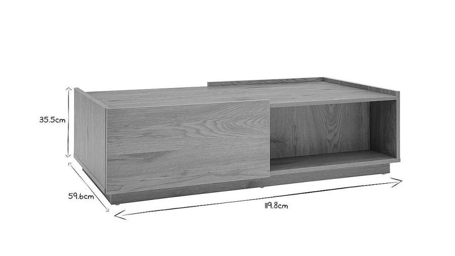 Table Miliboo | Table Basse Rectangulaire Avec Rangements 2 Tiroirs Finition Bois Clair Ch Ne L120 Cm Madero