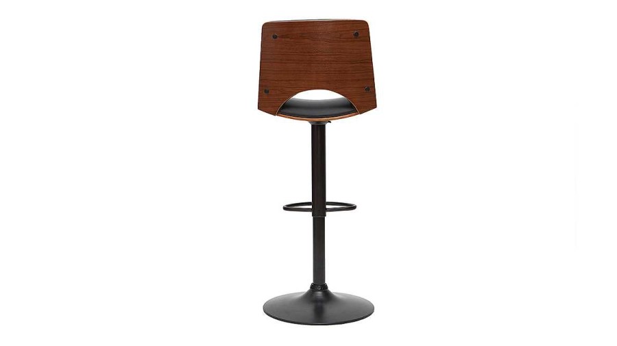 Chaise & Tabouret Miliboo Tabouret De Bar | Tabouret De Bar Design R Glable Noir Et Bois Fonc Panach