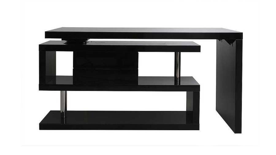 Bureau Miliboo Bureau Design | Bureau Modulable Design Avec Rangements 2 Tiroirs Noir Laqu L140-218 Cm Max