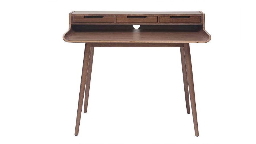 Bureau Miliboo Bureau Design | Bureau Avec Rangements Vintage Bois Fonc Noyer L110 Cm Opus