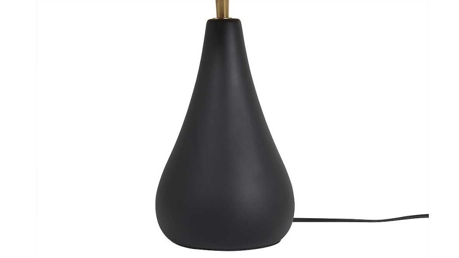 Luminaire Miliboo | Lampe Poser Noire En C Ramique Mate Et Abat-Jour En Raphia H49 Cm Pyrus