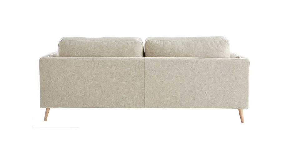 Canap & Fauteuil Miliboo Canap Design | Canap Scandinave 3 Places En Tissu Beige Naturel Et Bois Clair Vogue