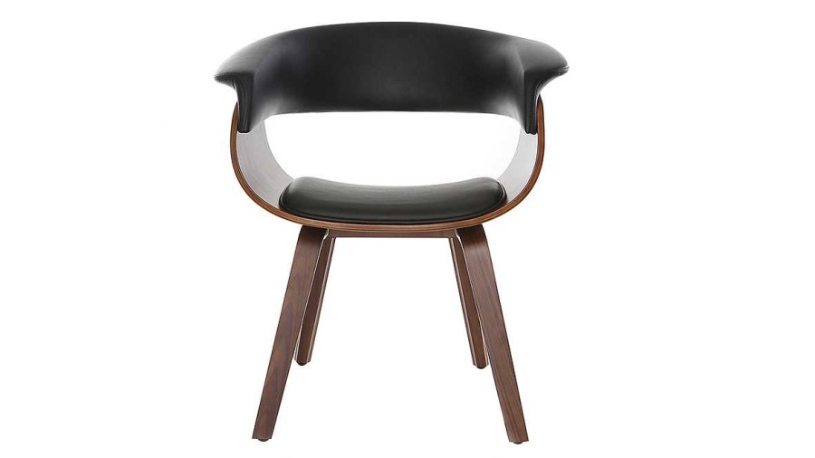 Canap & Fauteuil Miliboo Fauteuil Design | Chaise Design Noir Et Bois Fonc Noyer Oktav