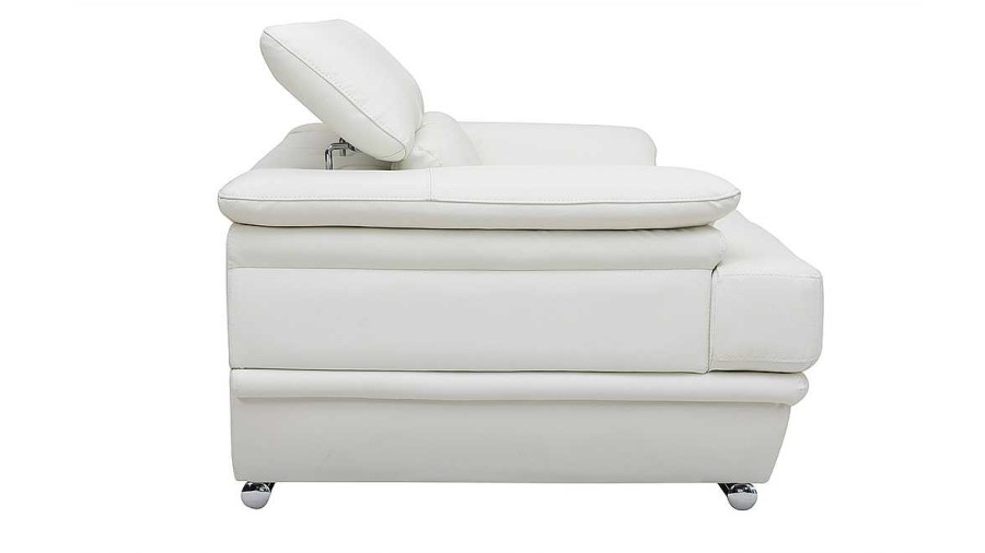 Canap & Fauteuil Miliboo Canap Cuir | Canap Design Avec T Ti Res Ajustables 2 Places Cuir Blanc Et Acier Chrom Ewing