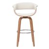 Chaise & Tabouret Miliboo Tabouret De Bar | Tabouret De Bar Design Pivotant Blanc Et Bois Clair H67 Cm Oktav