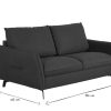 Canap & Fauteuil Miliboo Canap Convertible | Canap Convertible Design 3 Places En Tissu Bleu Canard Et M Tal Noir Avec Matelas 12 Cm Liam