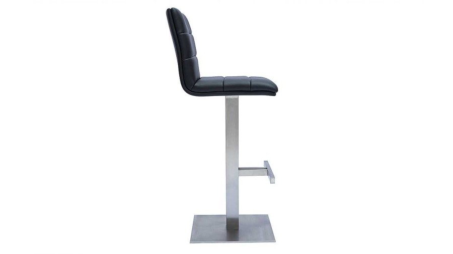 Chaise & Tabouret Miliboo Tabouret De Bar | Tabouret De Bar Design Noir Et Inox Bross Neny