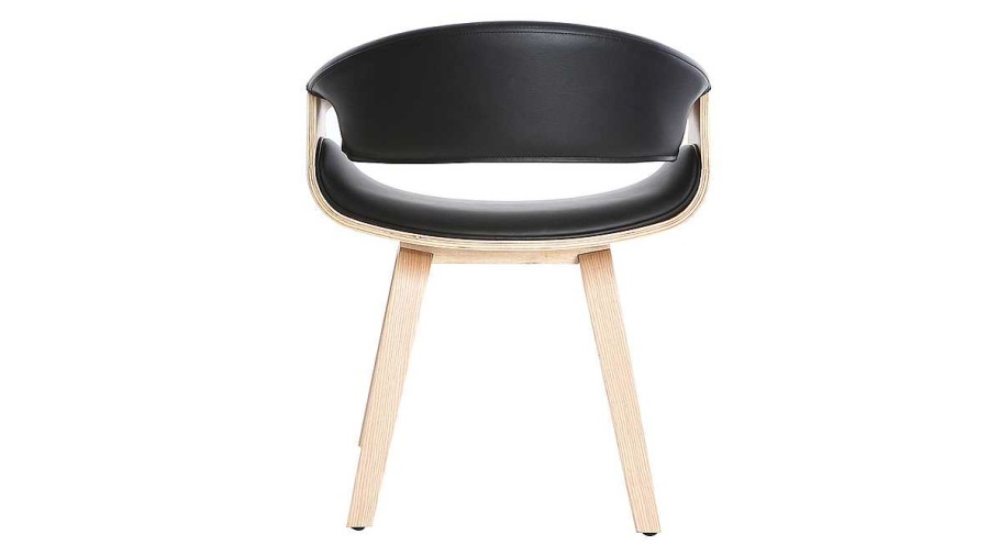 Canap & Fauteuil Miliboo Fauteuil Design | Chaise Design Noir Et Bois Clair Aramis