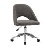 Chaise & Tabouret Miliboo | Chaise De Bureau Roulettes En Tissu Effet Velours Textur Gris Et Acier Chrom Cosette