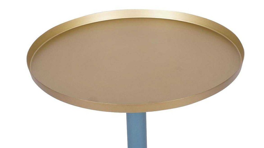 Table Miliboo | Table D'Appoint Design En M Tal Bleu P Trole Mat Et Plateau Dor Ramses